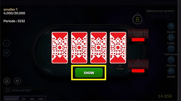 Tampilan 4 kartu Domino yang dibagikan
