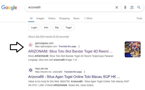 Pencarian Platform Arizona88 pada Kolom Google Search
